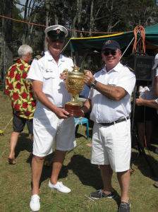 Goodwill Cup handover. Commodore Phil Short (SYC) and Commodore Kevin Miller (RQYS)