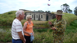 You can do a guided tour of Fort Lytton for a donation, as this Gold Coast couple did. CREDIT CAROLINE STRAINIG